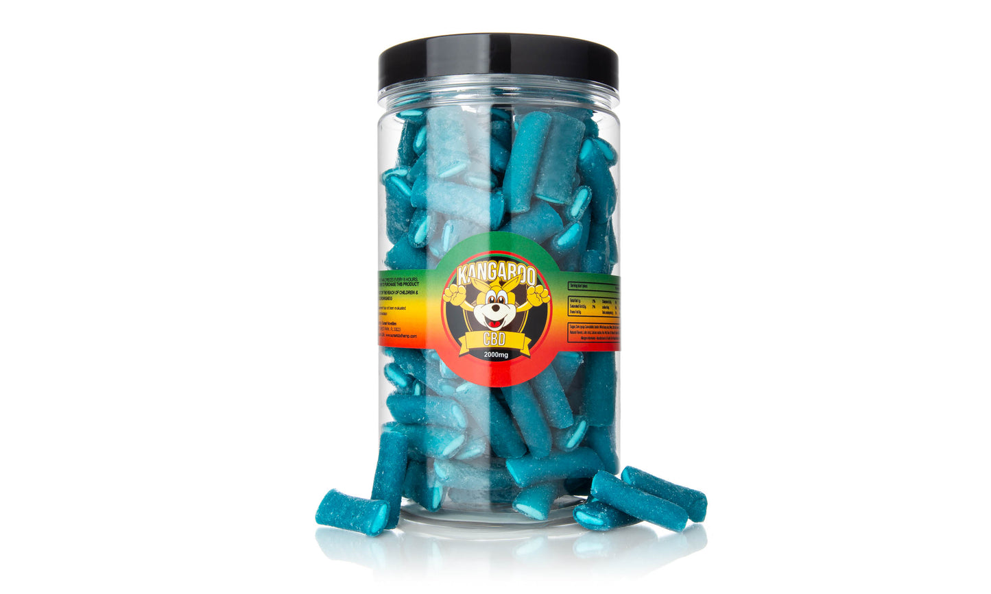 Kangaroo CBD Blue Raspberry Filled Tube Gummies