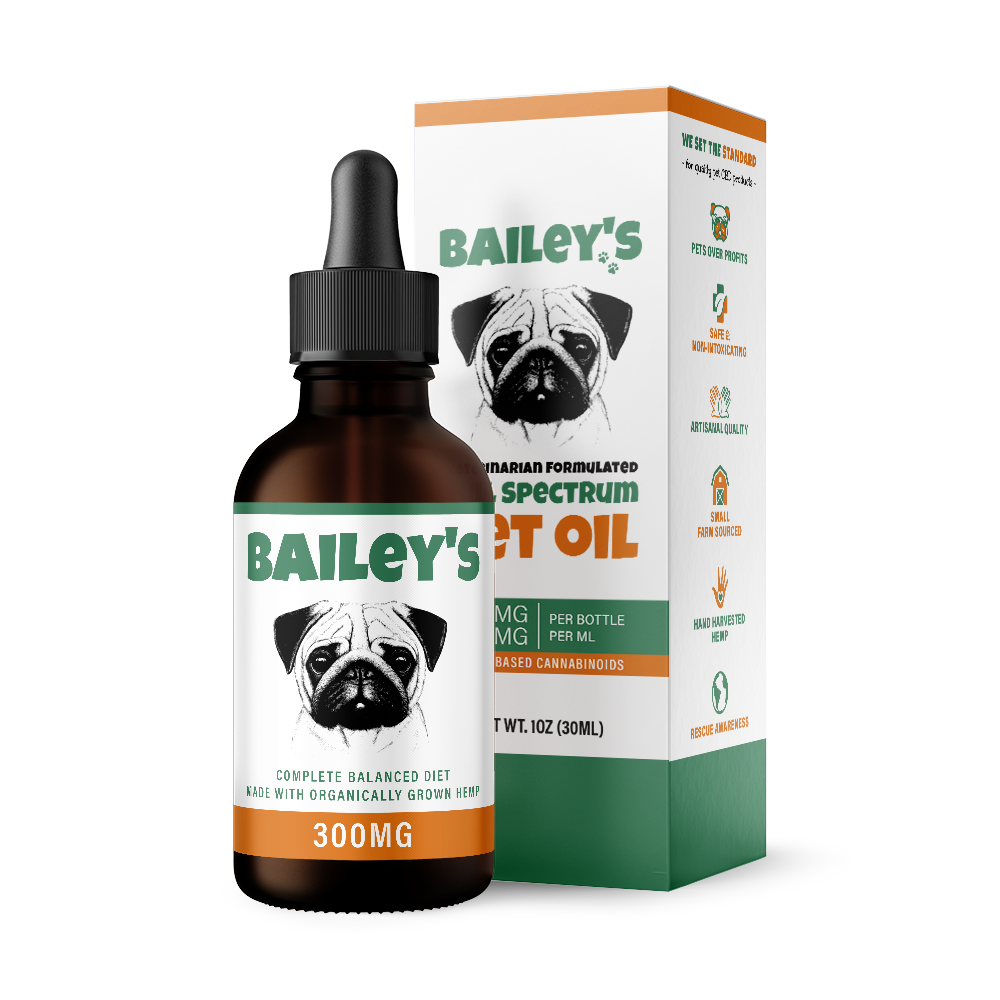 Bailey's Full Spectrum Hemp Derived CBD Oil For Dogs 300MG 30ml Tincture