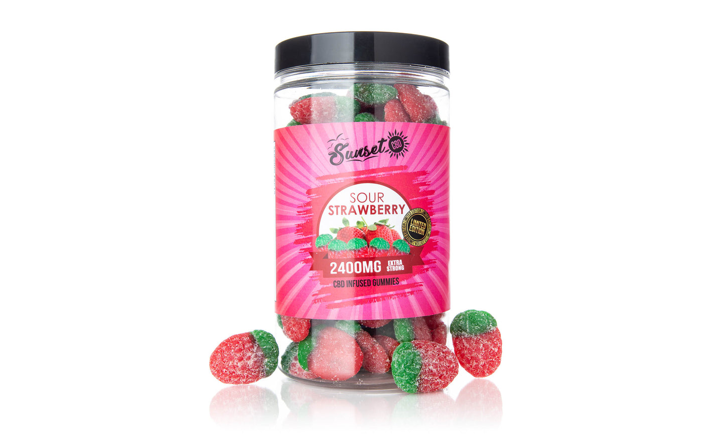 Sunset CBD Infused Sour Strawberry Gummies