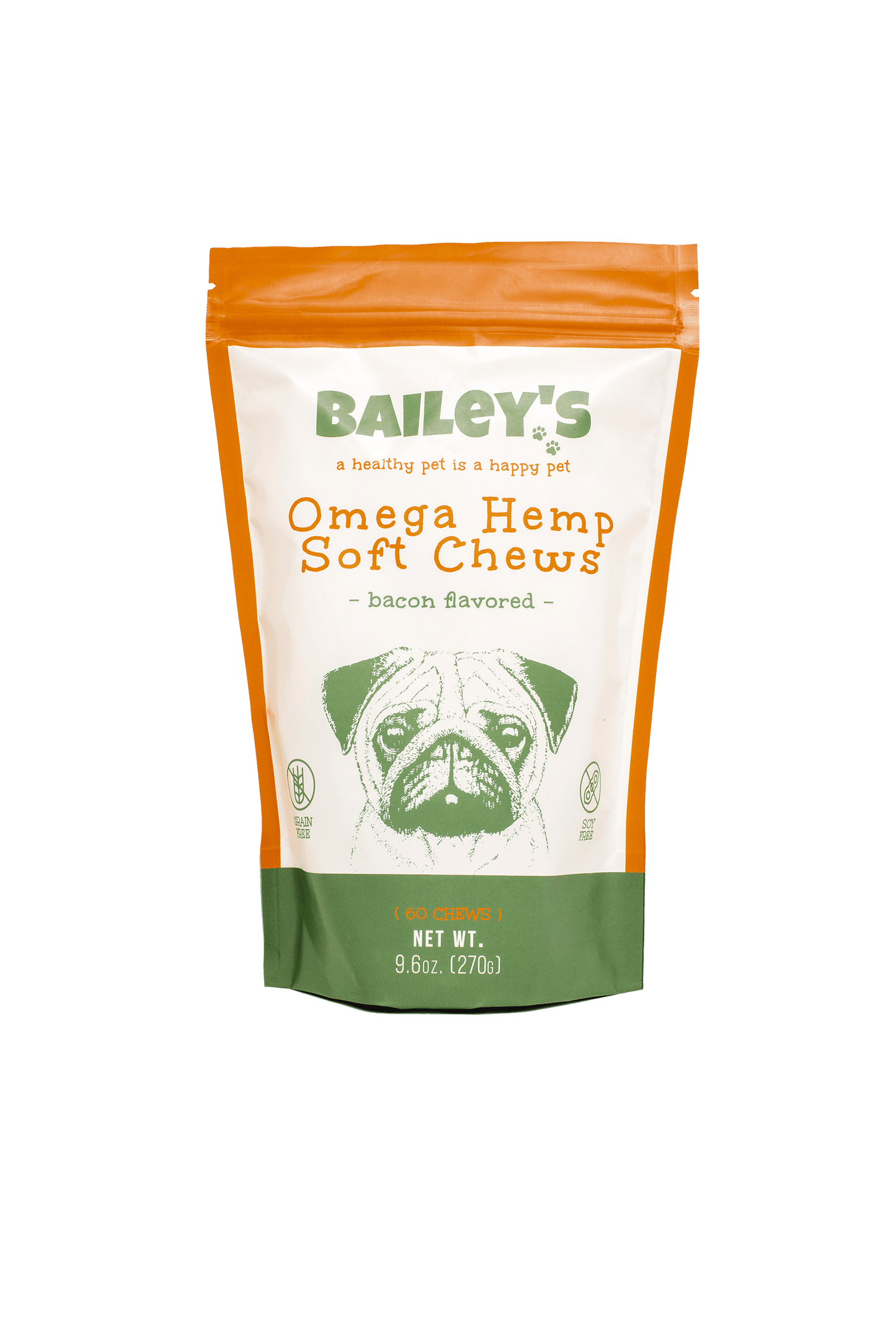 Bailey's Omega Hemp Soft Chews - Bacon Flavored- 60 Count (NEW!)