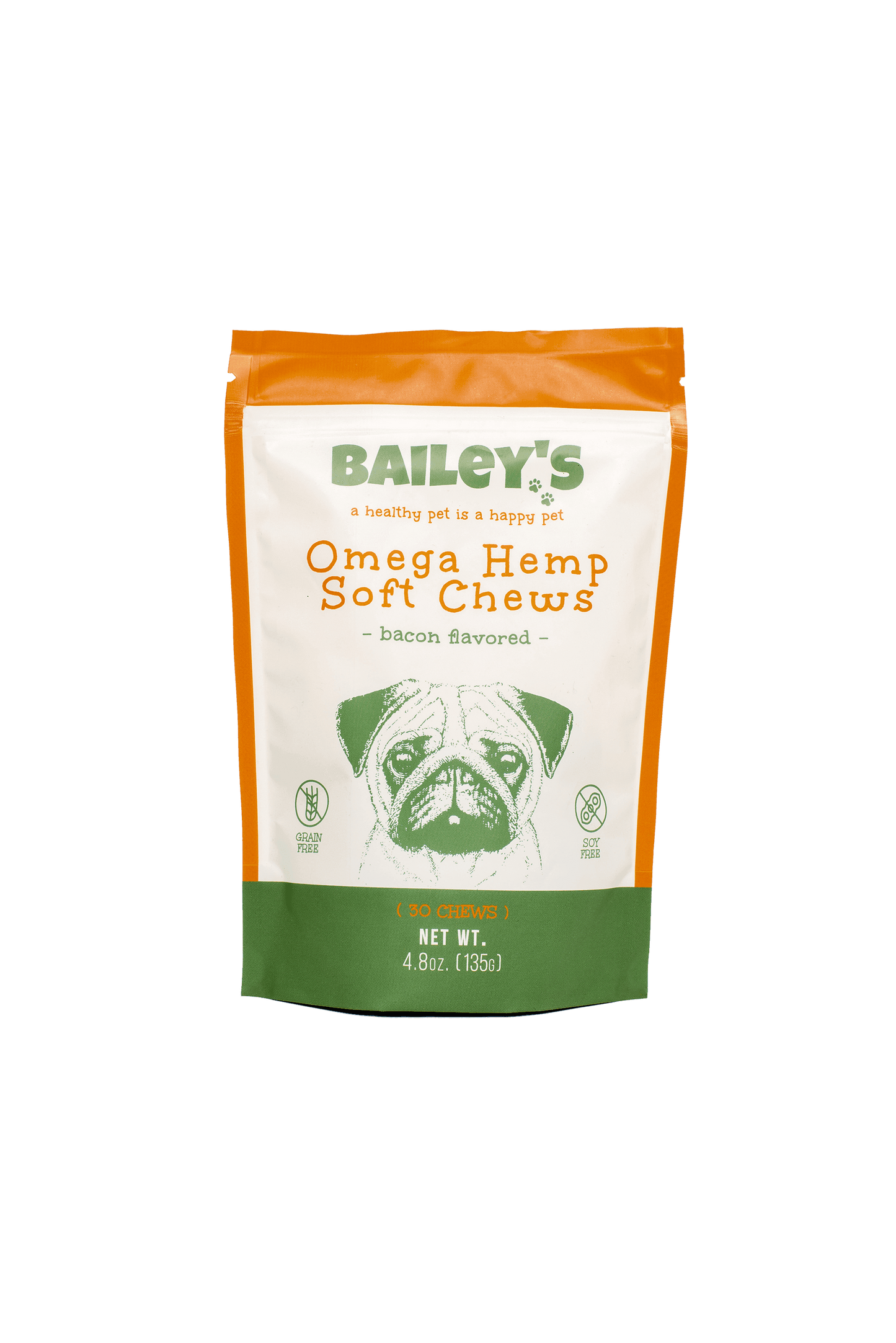Bailey's Omega Hemp Soft Chews - Bacon Flavored- 30 Count (NEW!)