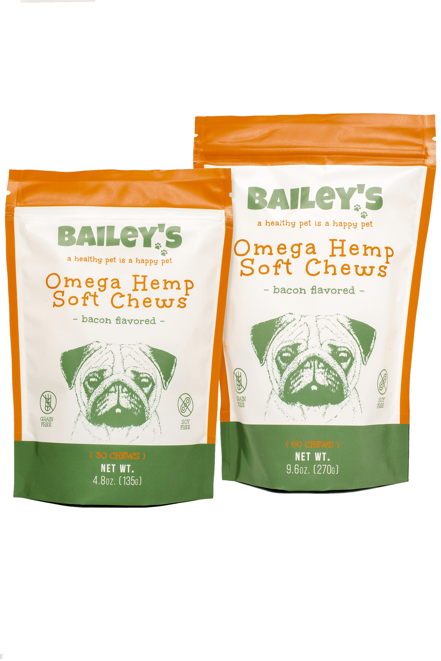 Bailey's Omega Hemp Soft Chews - Bacon Flavored- 30 Count (NEW!)